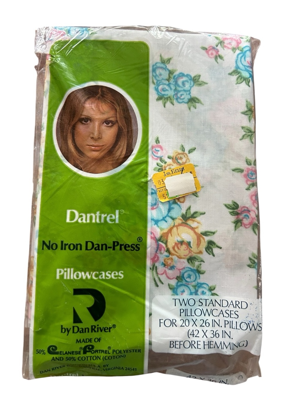 VTG NEW Dantrel 2 Standard Pillowcases MCM Floral No Iron Dan-Press Dan River